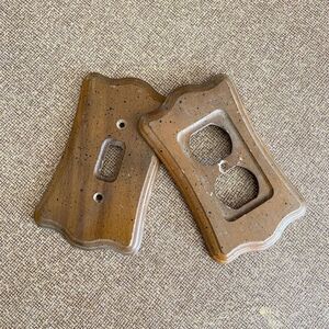 Vintage Speckled Wood 70s Light Switch & Outlet Cover Decorative Retro Wooden
